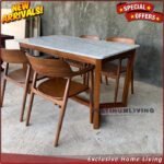 Meja Makan Marmer 4 Kursi Meja Makan Marmer Asli Kursi Meja Makan Jati - Marmer Cream Furniture Jepara - Gambar 4