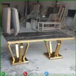 Meja Makan Marmer Import 200x100 Rangka Stainless Meja Makan Stainless Furniture Jepara - Gambar 2