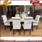 Meja Makan Marmer Meja Makan Marmer Cream Rangka Jati 180x90 - DP 50% Furniture Jepara