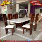 Meja Makan Marmer 6 Kursi Kayu Jati Meja Makan Jati Marmer Cream Furniture Jepara