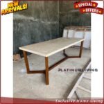 Meja Makan Marmer 220x100 Kursi 8 Jati Klasik Meja Makan Marmer jati - 6 Kursi Furniture Jepara - Gambar 3