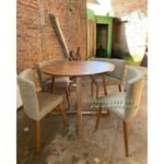 Meja Makan Jati Bundar Solid Minimalis, Meja Makan Jati Bundar Modern Furniture Jepara - Gambar 3