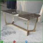 Meja Makan Marmer Import Kaki Stainless 200x90 Meja Makan Stainless Furniture Jepara - Gambar 2