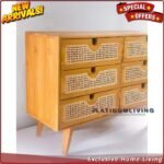 Meja Laci Kayu Jati Kombinasi Rotan, Drawer Jati Rotan, Meja Laci Furniture Jepara - Gambar 3