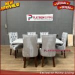Meja Makan Marmer 6 Kursi Meja Makan Marmer Rangka Jati Meja Marmer Furniture Jepara Indonesia - Gambar 5