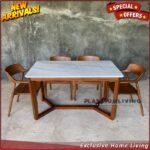 Meja Makan Marmer 4 Kursi Meja Makan Marmer Asli Kursi Meja Makan Jati - Marmer Cream Furniture Jepara