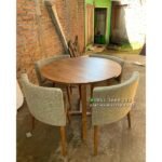 Meja Makan Jati Bundar Solid Minimalis, Meja Makan Jati Bundar Modern Furniture Jepara