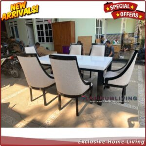 Meja Makan Jati Minimalis Kombinasi Duco Kursi 6, Kursi Meja Makan Furniture Jepara