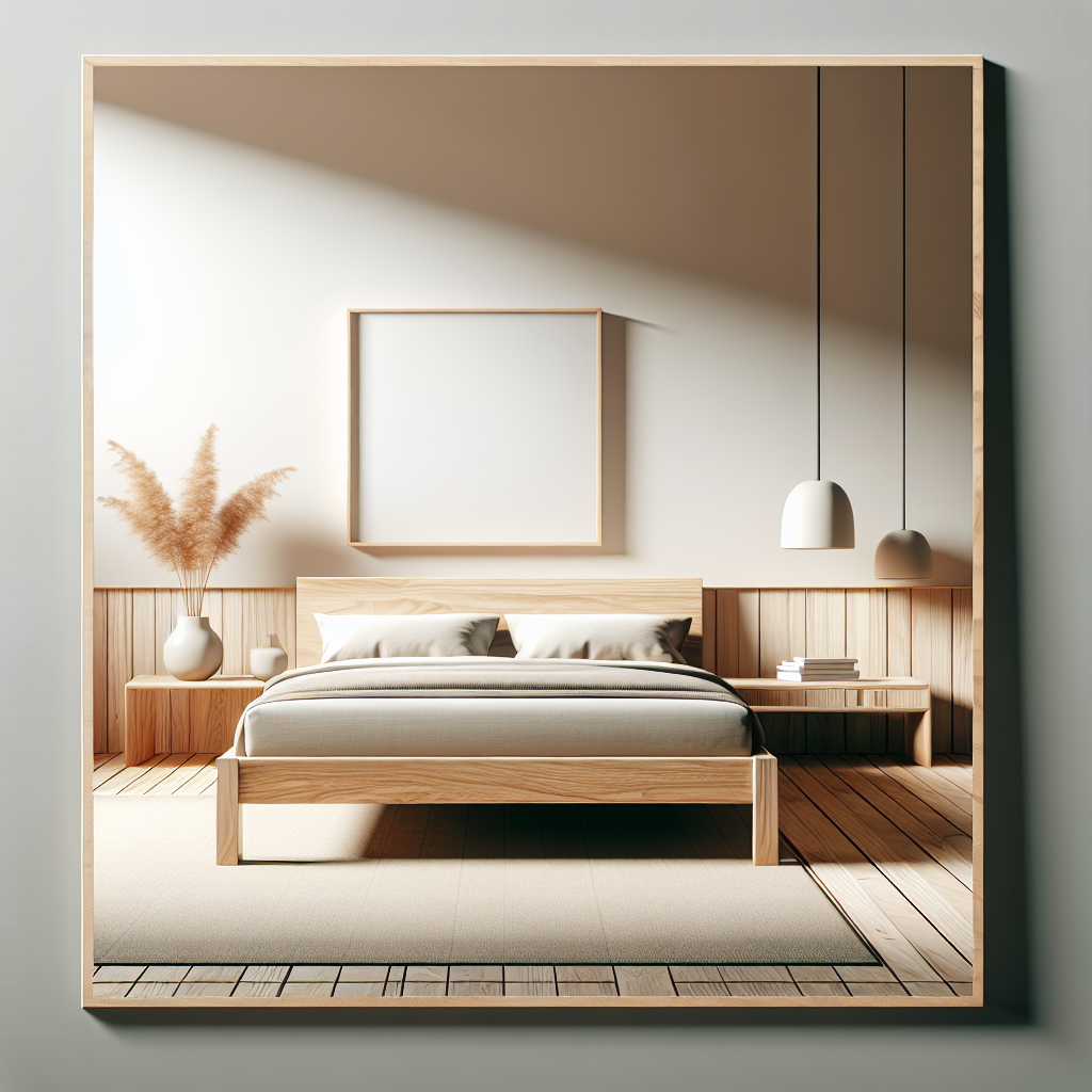 Minimalist wooden bed frame 120x200 in modern bedroom