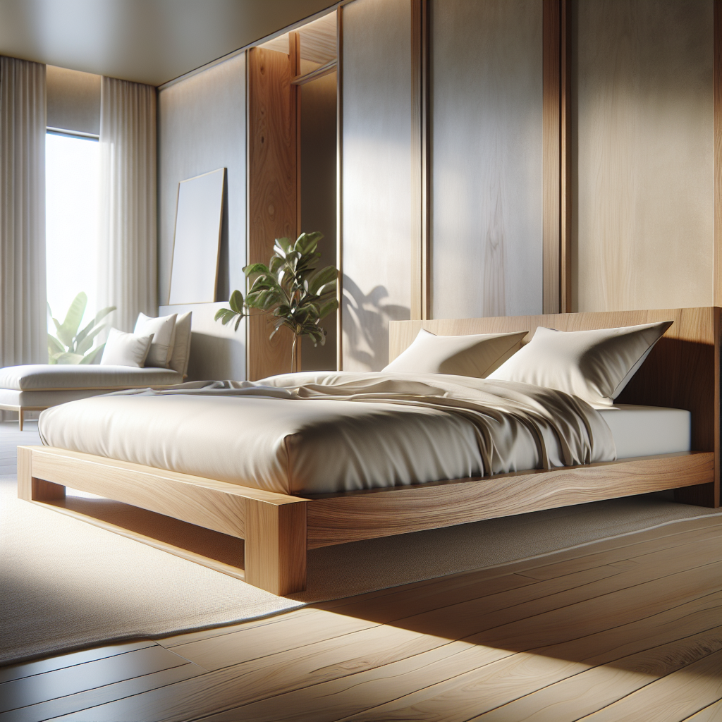 Dipan minimalis terbuat dari kayu jati dengan desain sederhana dan elegan di kamar tidur modern