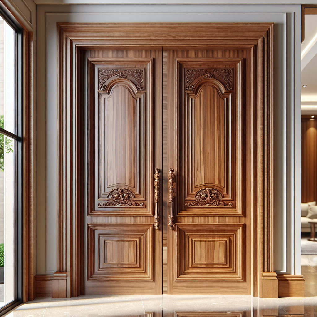 Pintu kayu jati dua pintu dengan ukiran elegan