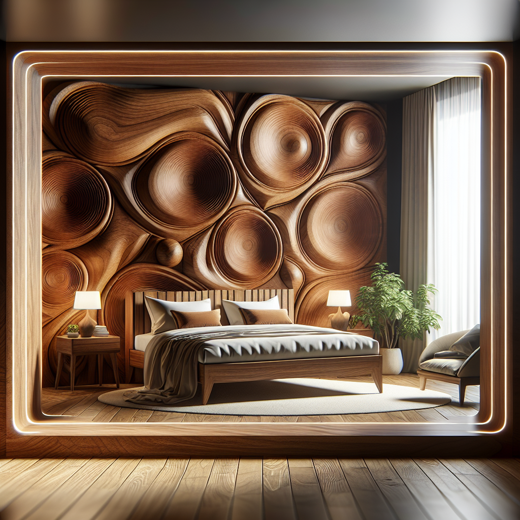 tempat tidur jati dengan desain elegan di kamar tidur