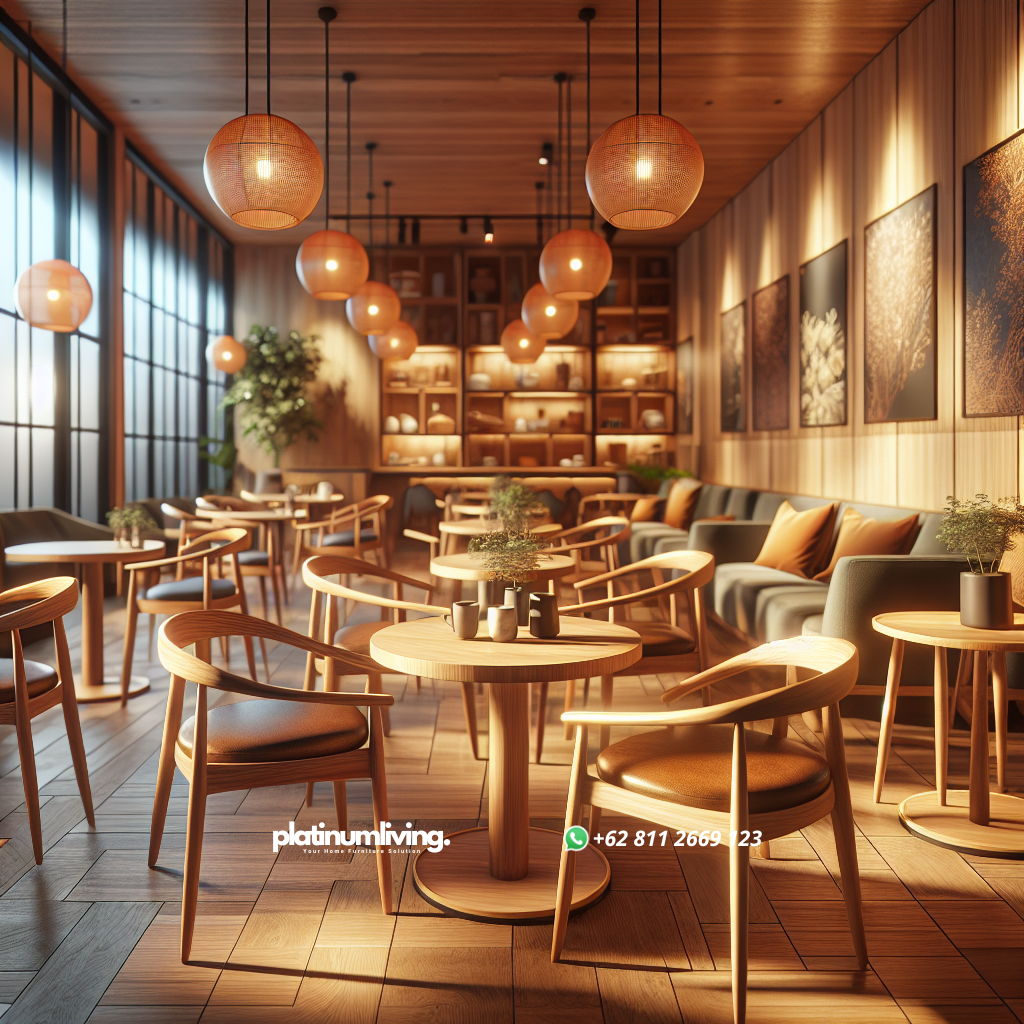 Jual Kursi Cafe Jati Berkualitas di Jagakarsa untuk Suasana Cafe yang Nyaman 1 Kursi cafe dari kayu jati dengan desain elegan di interior cafe