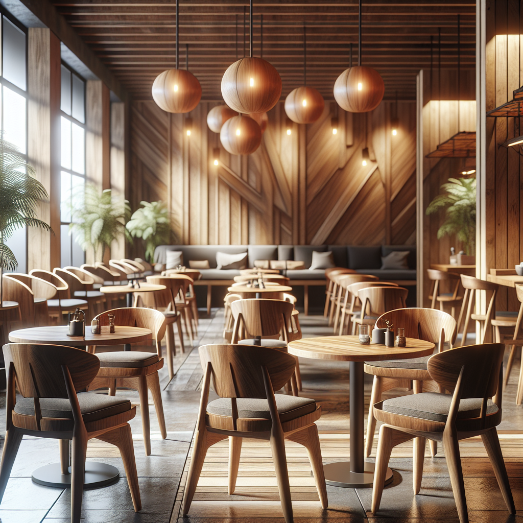 Kursi cafe dari kayu jati dengan desain elegan di interior cafe
