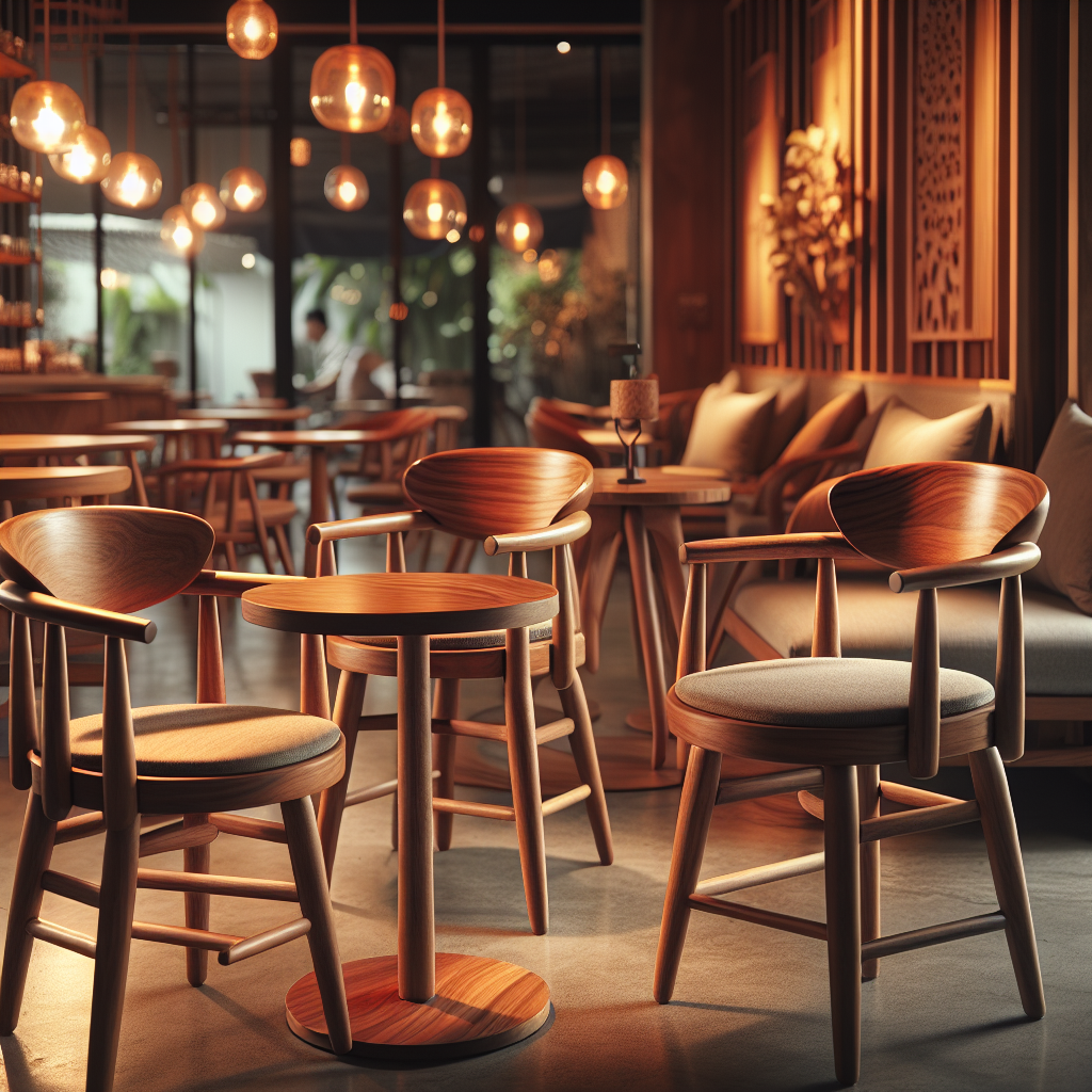 Jual Kursi Cafe Jati Berkualitas di Senen: Pilihan Tepat untuk Interior Cafe Anda 1 Kursi cafe dari kayu jati dengan desain elegan di dalam cafe
