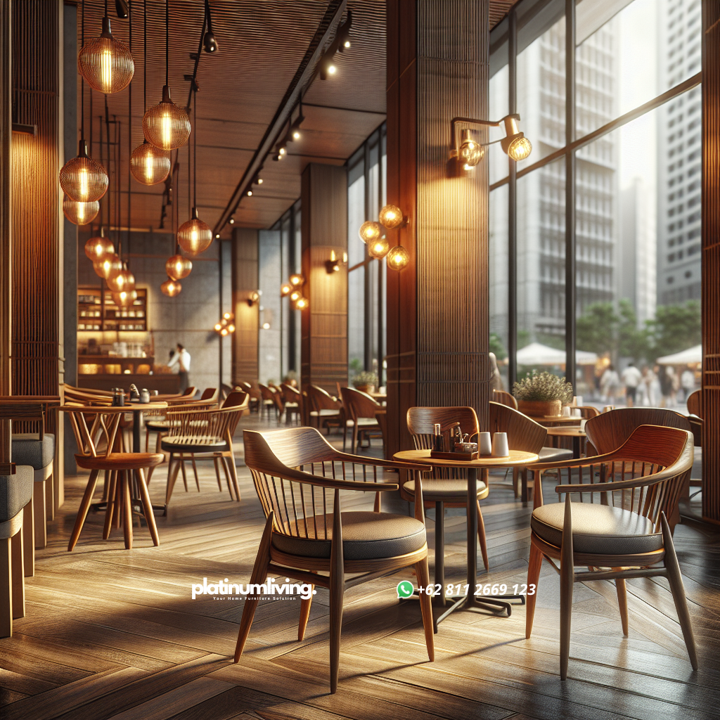 Jual Kursi Cafe Jati Berkualitas di Tanah Abang, Pilihan Terbaik untuk Interior Cafe Anda 1 Kursi cafe dari kayu jati dengan desain modern dan elegan di dalam cafe
