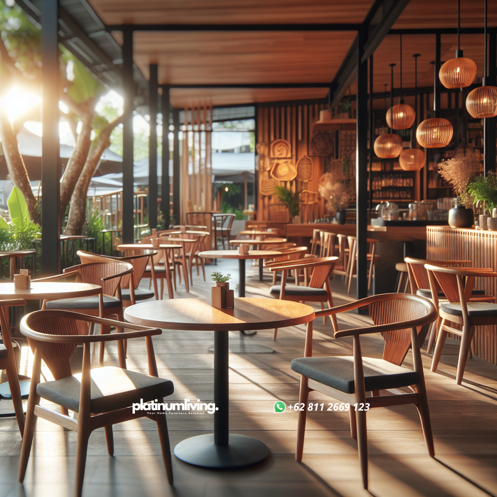 Jual Kursi Cafe Jati Penjaringan: Pilihan Tepat untuk Menambah Nuansa Elegan di Usaha Anda 1 Kursi cafe jati dengan desain elegan di dalam cafe modern