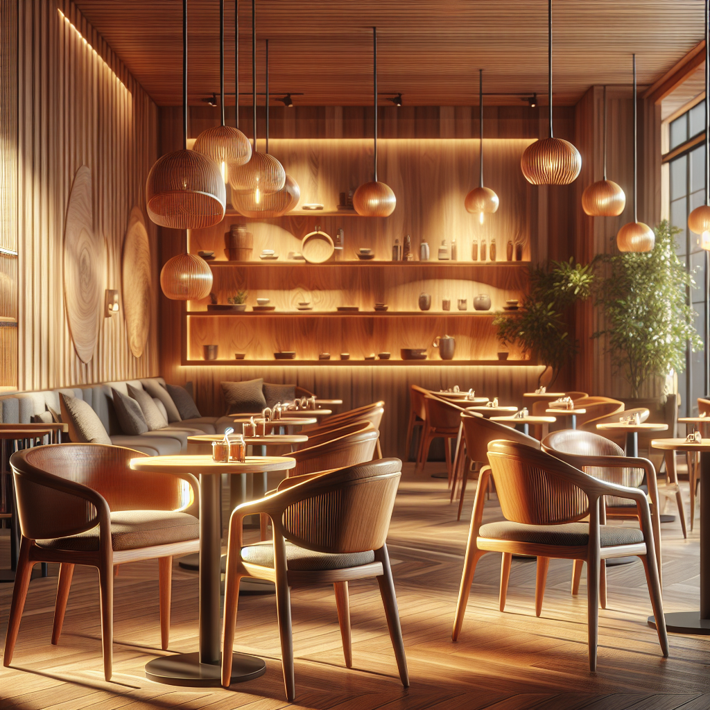 Kursi cafe dari kayu jati dengan desain elegan di ruang cafe