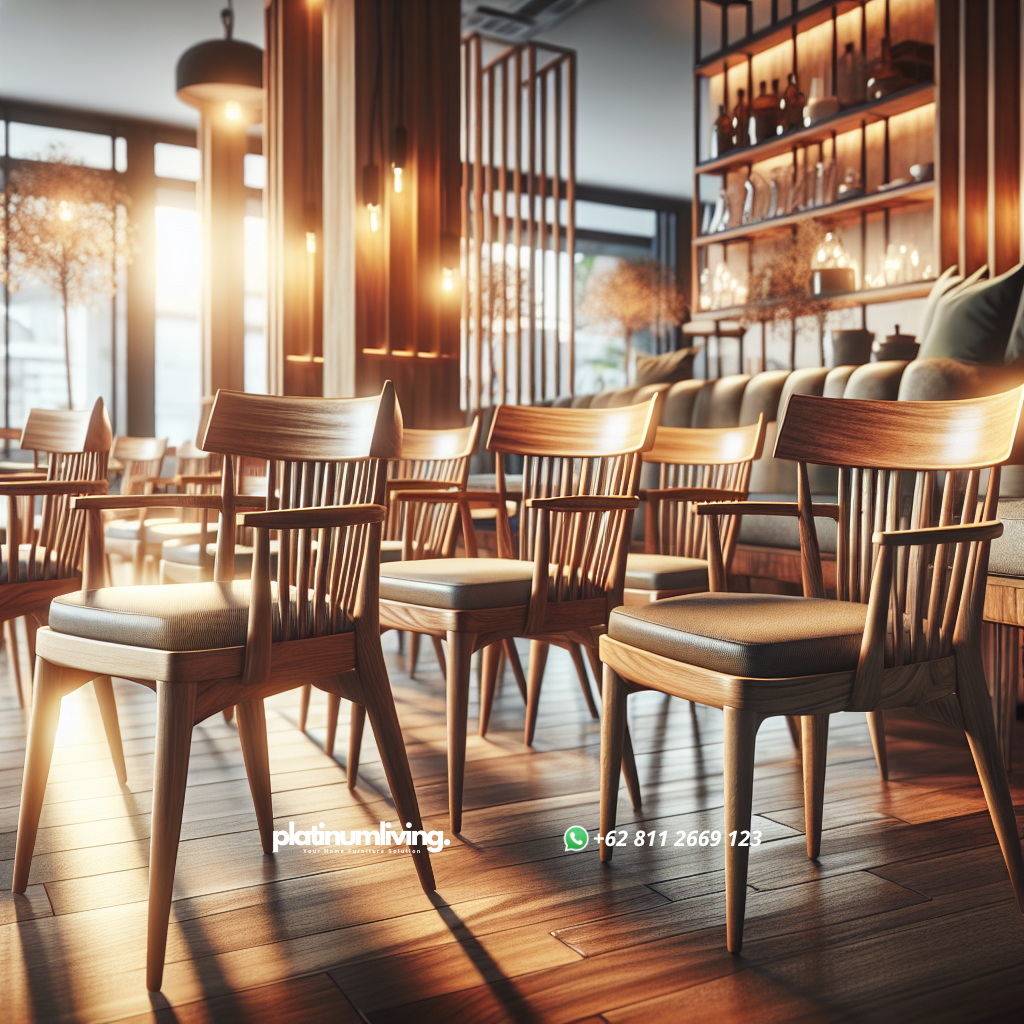 Jual Kursi Cafe Jati Tebet: Pilihan Terbaik untuk Interior Cafe yang Elegan dan Tahan Lama 1 Kursi cafe dari kayu jati dengan desain elegan di dalam cafe
