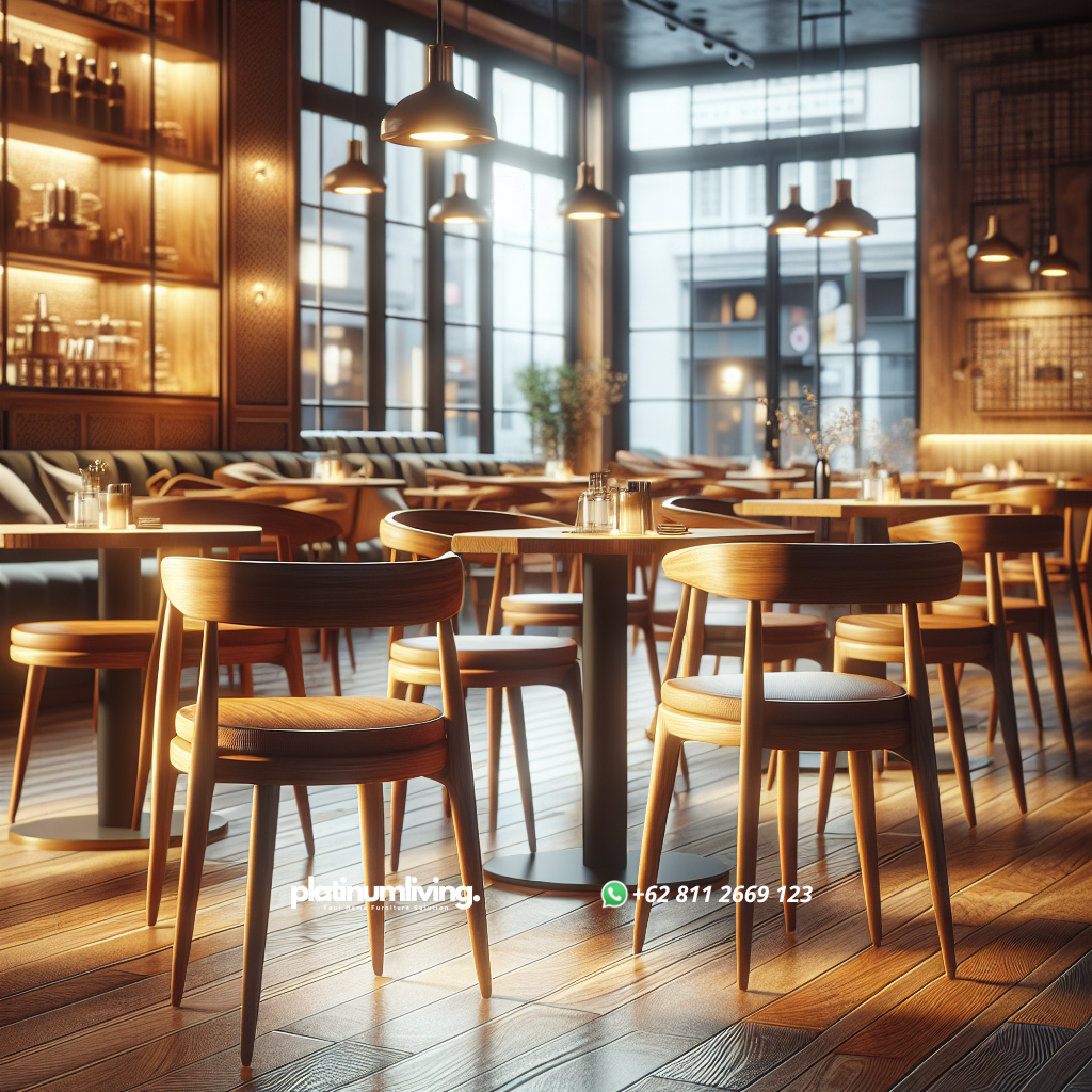 Jual Kursi Cafe Jati di Cilincing: Pilihan Tepat untuk Nuansa Elegan dan Tahan Lama 1 Kursi cafe kayu jati dengan desain elegan di ruang kafe