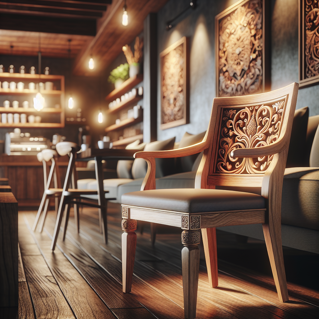 Jual Kursi Cafe Jati di Tebet: Solusi Nyaman dan Estetik untuk Bisnis Anda 1 Kursi cafe kayu jati dengan desain elegan di interior cafe