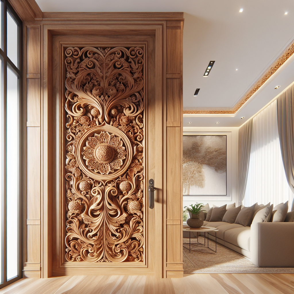 Jual Pintu Jati Jepara di Jakarta Timur: Pilihan Tepat untuk Keindahan dan Kualitas Rumah Anda 1 Pintu jati Jepara dengan ukiran khas di rumah modern Jakarta Timur