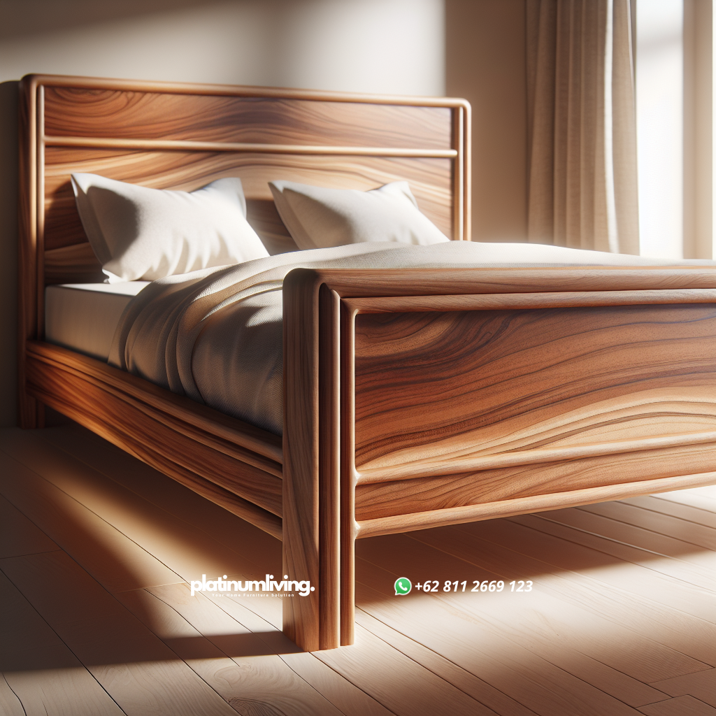 Keunggulan dan Tips Memilih Dipan Kayu Jati untuk Kamar Tidur Anda 1 Dipan kayu jati dengan finishing alami dan desain minimalis di kamar tidur modern