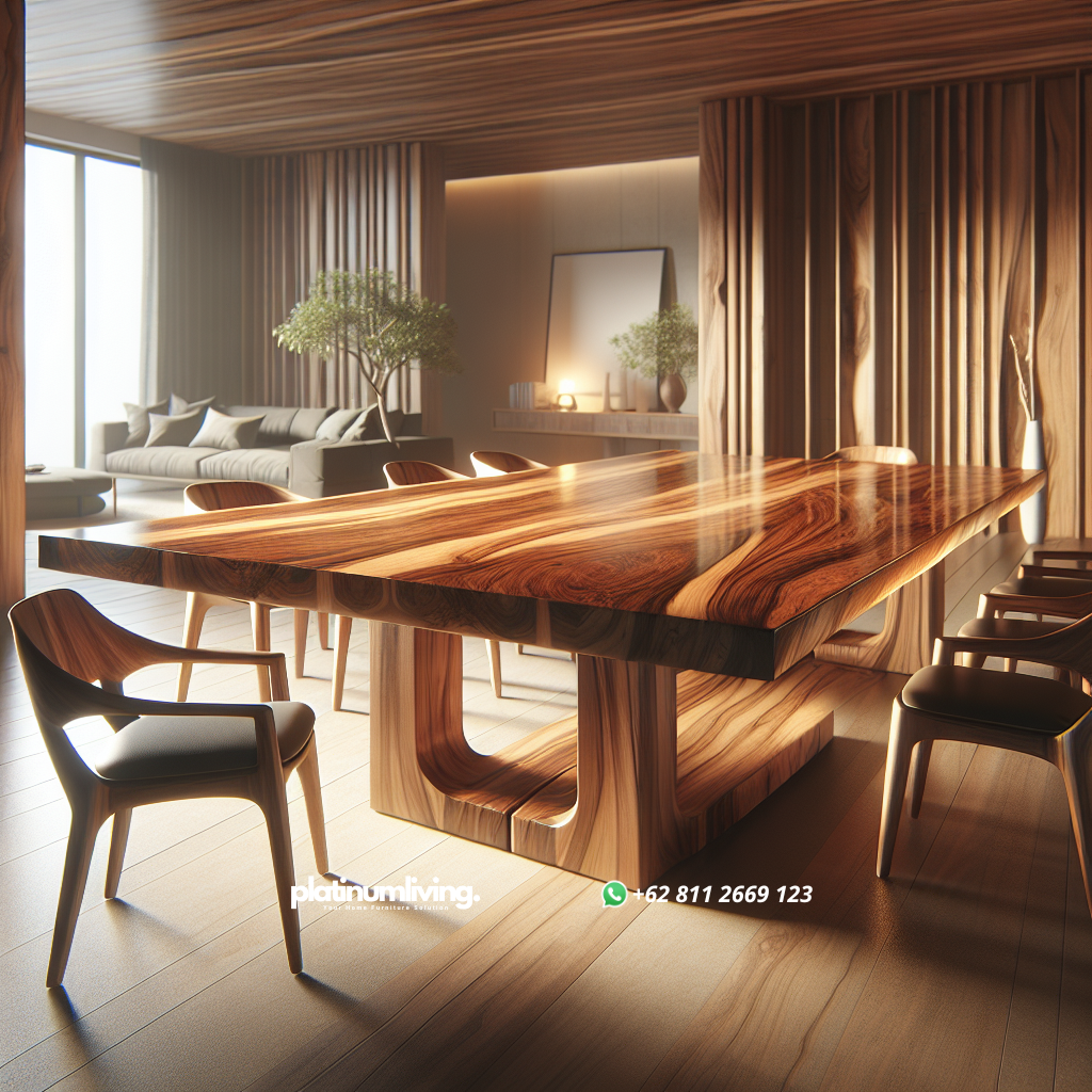 Keunggulan dan Tips Memilih Meja Makan Kayu Jati untuk Hunian Anda 1 Meja makan dari kayu jati dengan desain minimalis modern