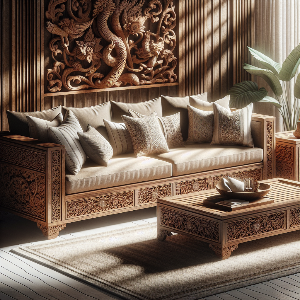 Set furniture Kayu Jati dari Bali dengan ukiran tradisional