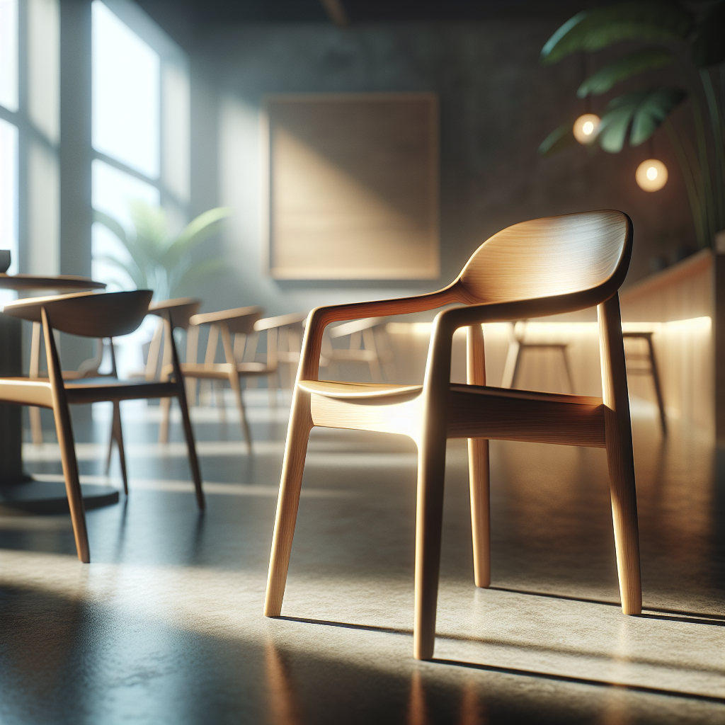 Kursi cafe minimalis dari kayu jati seri Angsana di setting cafe modern
