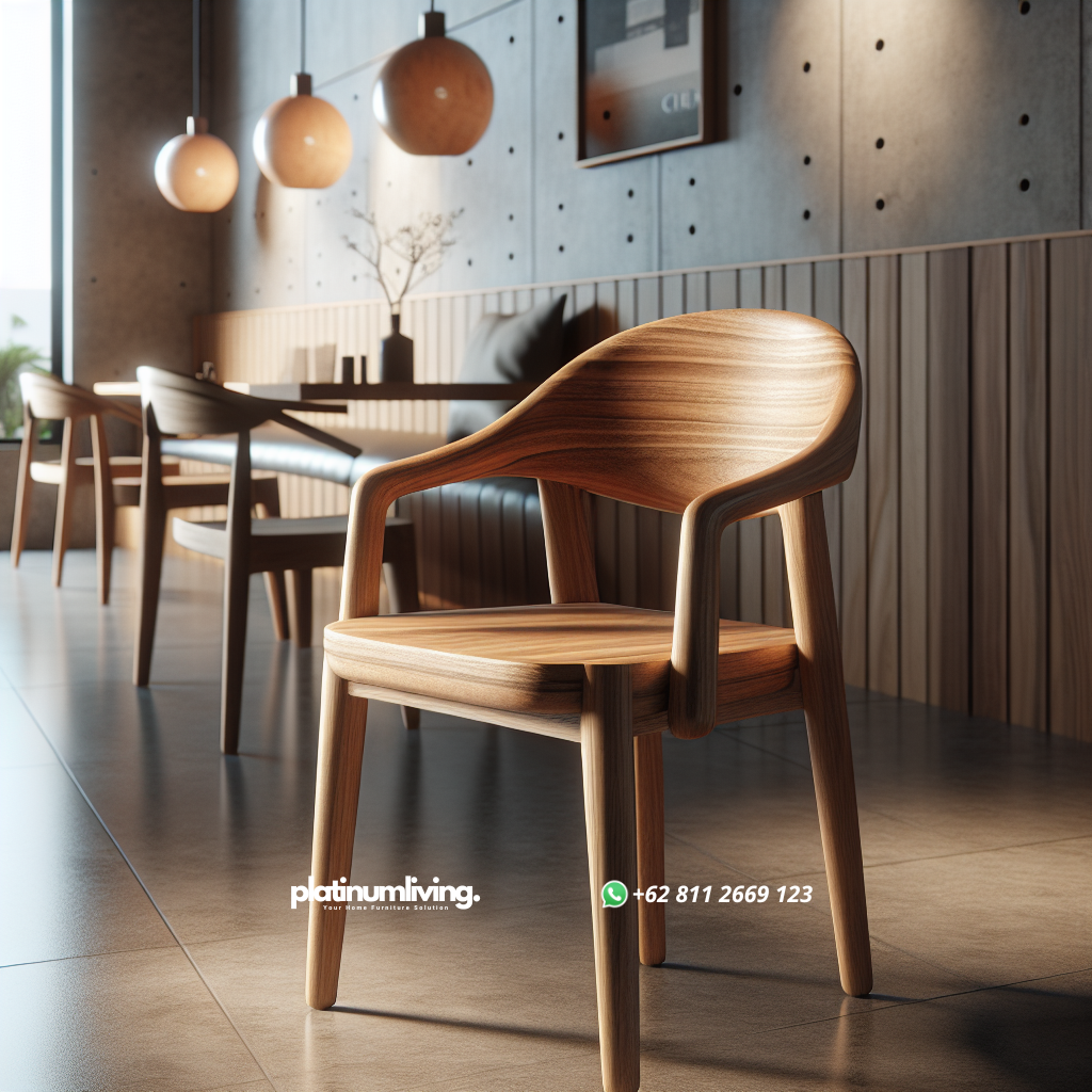 Kursi cafe minimalis dari kayu jati dengan desain elegan