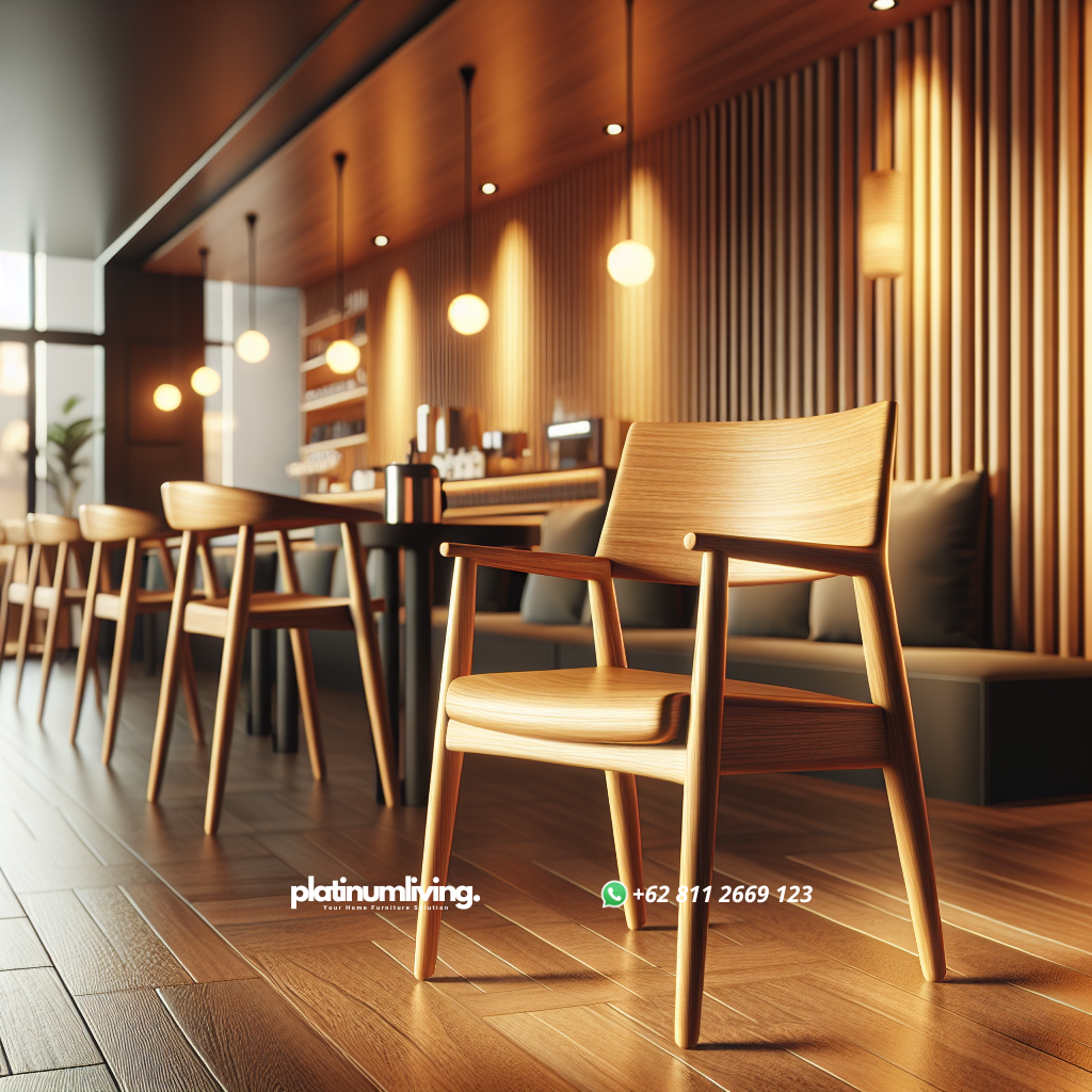 Kursi Cafe Jati Minimalis Cibeber: Pilihan Ideal untuk Interior Modern dan Tahan Lama 1 Kursi cafe dari kayu jati dengan desain minimalis di interior cafe
