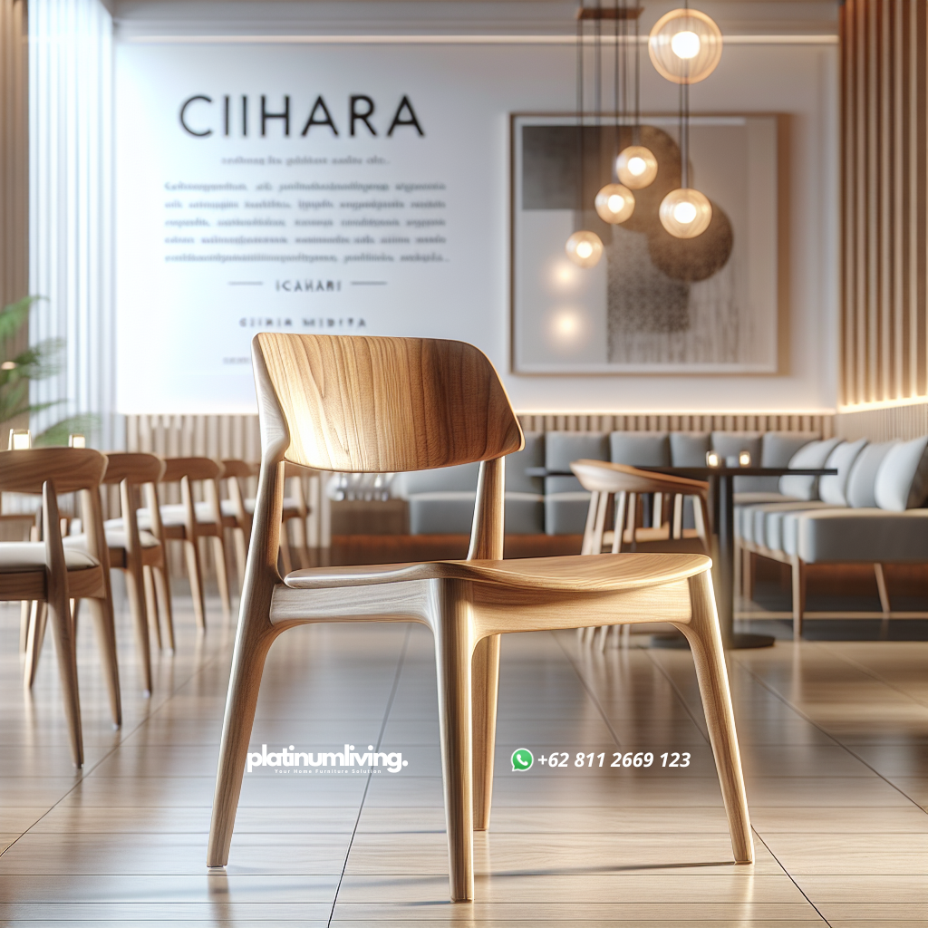 Kursi Cafe Jati Minimalis Cihara: Kombinasi Elegan Untuk Suasana Cafe Modern 1 Kursi cafe dari kayu jati minimalis model Cihara di ruang cafe modern