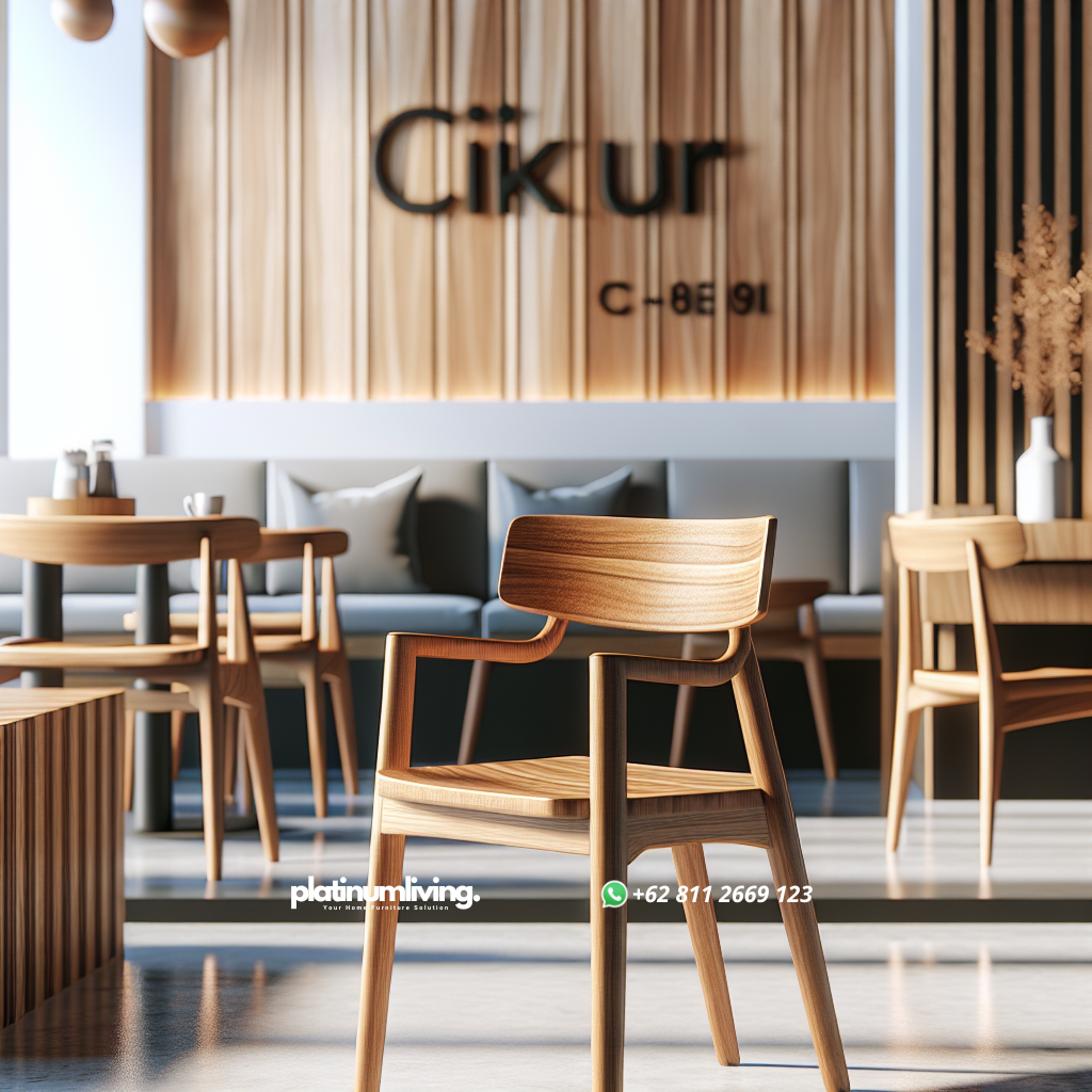 Kursi cafe minimalis dari kayu jati dengan desain elegan dan alami