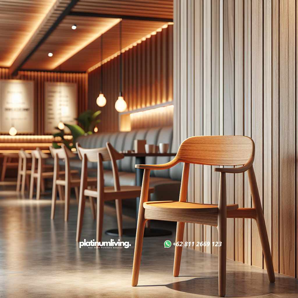 Kursi Cafe Jati Minimalis Cipanas: Pilihan Tepat untuk Interior Kafe Anda 1 Kursi cafe dari kayu jati dengan desain minimalis Cipanas di dalam kafe