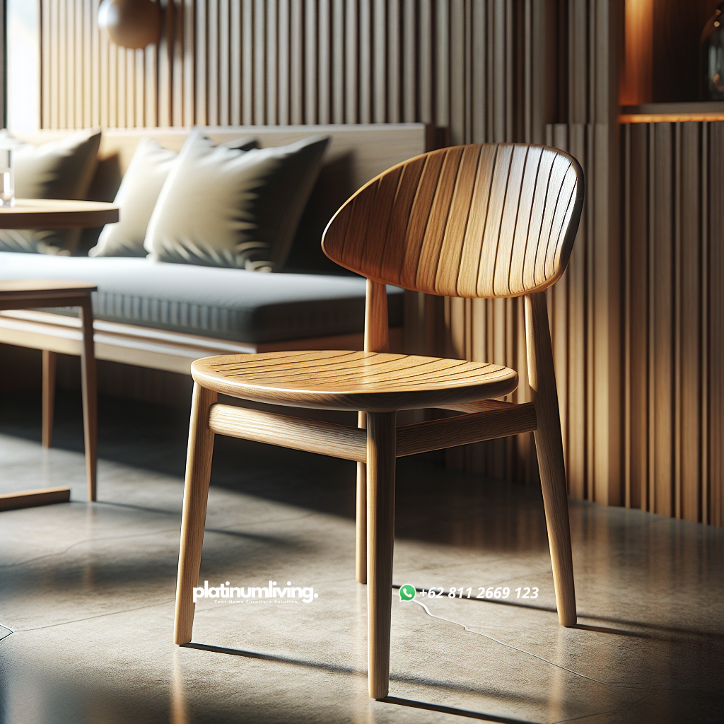 Kursi cafe kayu jati minimalis model Gunungkencana di kafe modern