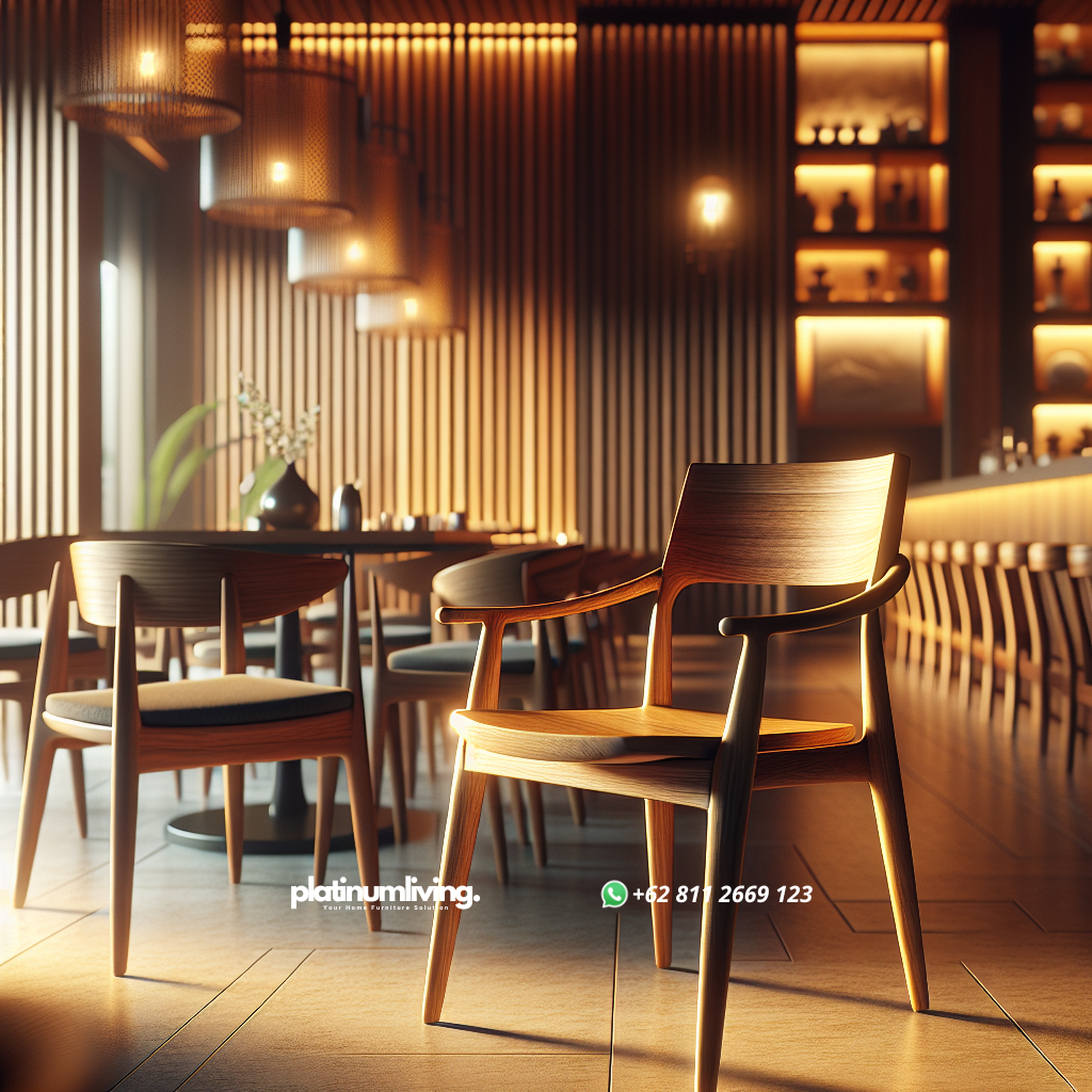 Kursi cafe minimalis dari kayu jati Kalang Anyar di interior cafe modern