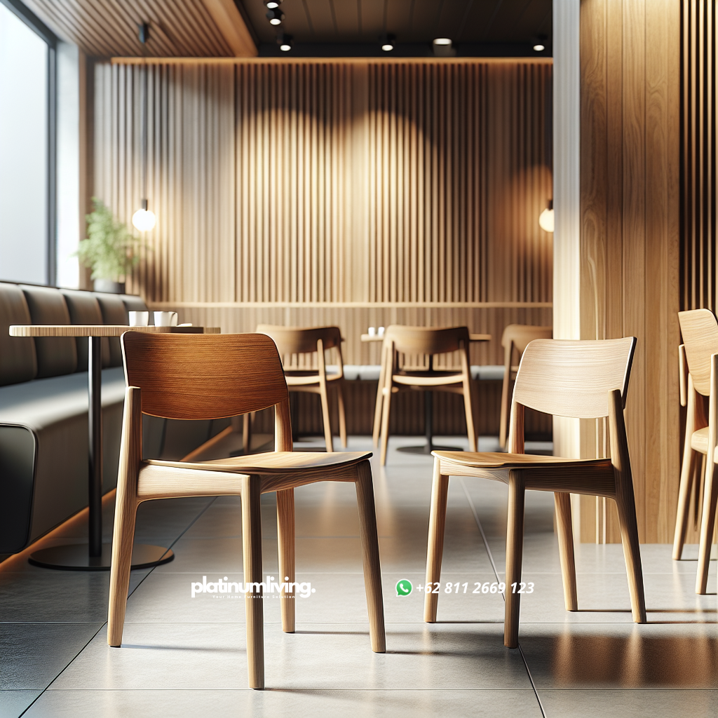 Kursi cafe minimalis dari kayu jati dengan desain elegan dan natural