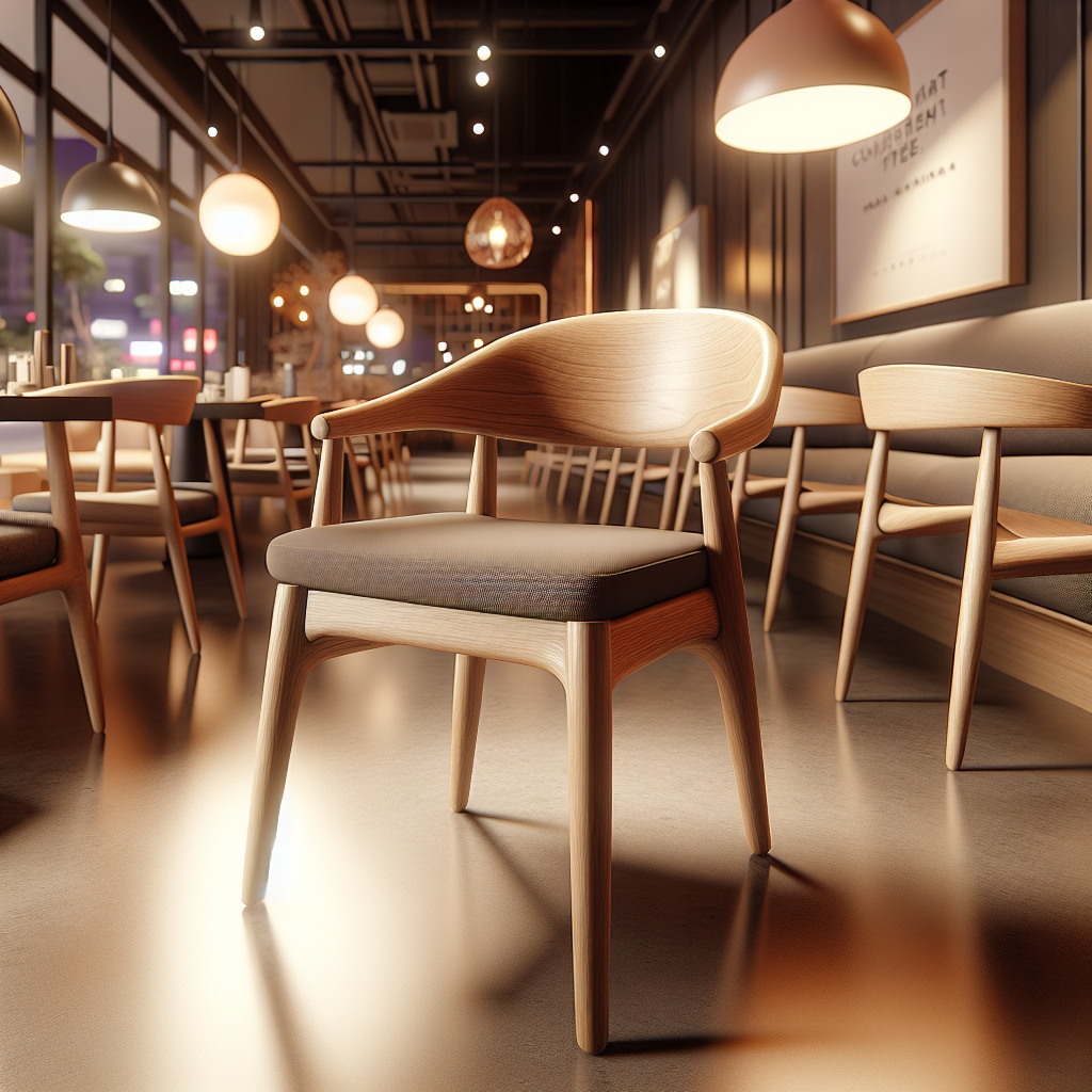 Minimalist teak wood cafe chair with natural finish