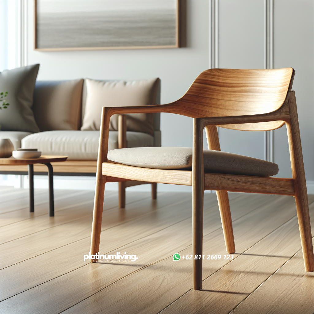 Kursi jati minimalis dengan desain modern di ruang tamu
