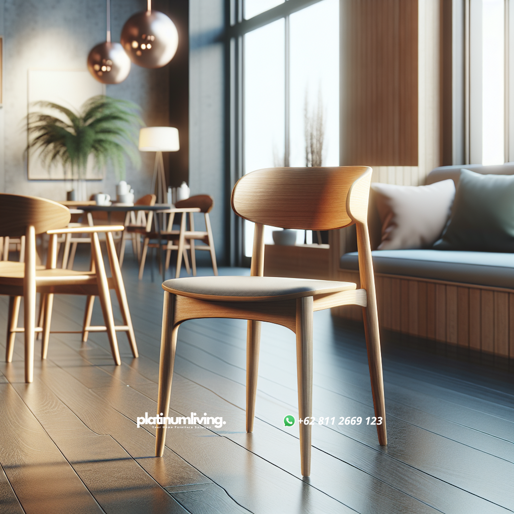 Kursi kayu cafe minimalis dengan desain sederhana dan elegan