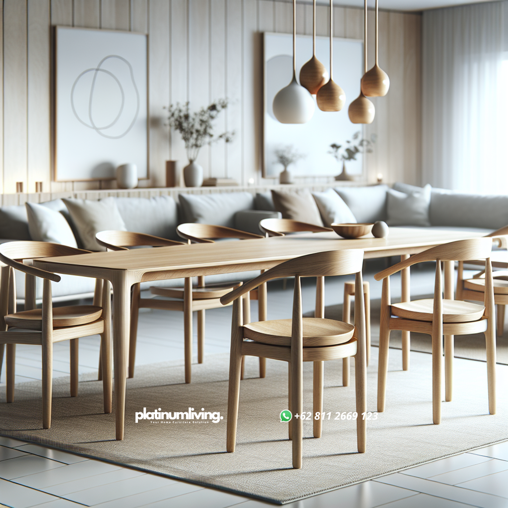 Kursi Kayu Minimalis: Pilihan Tepat untuk Interior Modern dan Elegan 1 Set kursi kayu minimalis di ruang makan modern