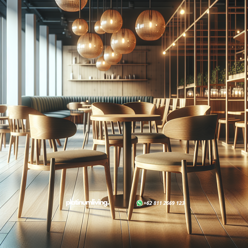 Kursi Kayu Minimalis untuk Cafe: Pilihan Tepat Membuat Suasana Makin Nyaman 1 Kursi kayu minimalis di cafe bergaya modern