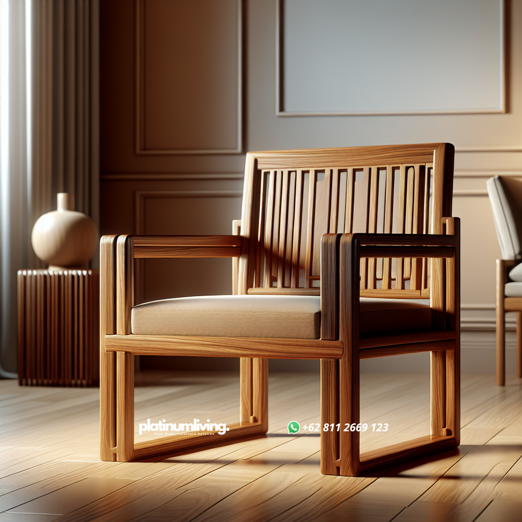 Kursi minimalis kayu dengan desain simpel dan natural