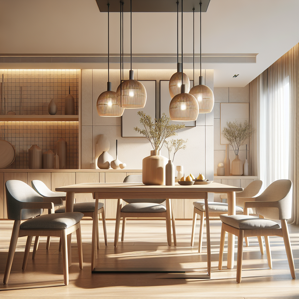 Meja makan minimalis modern dengan 4 kursi di ruang makan berdesain kontemporer