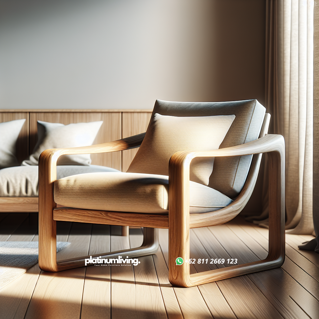 Memilih Kursi Kayu Minimalis untuk Ruang Tamu yang Nyaman dan Estetik 1 Kursi kayu minimalis dengan desain simple di ruang tamu modern