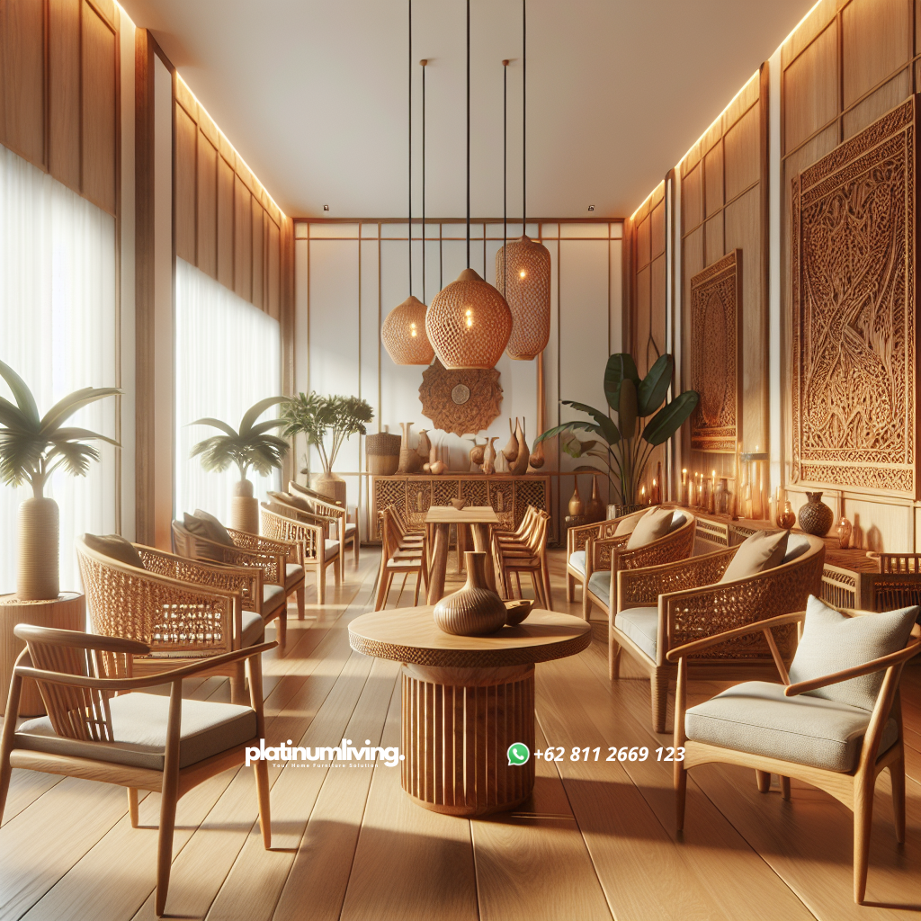 Mengenal Furniture Indonesia: Keindahan dan Keunggulan Produk Lokal 1 Showroom furniture Indonesia dengan kayu jati, rotan, dan bambu