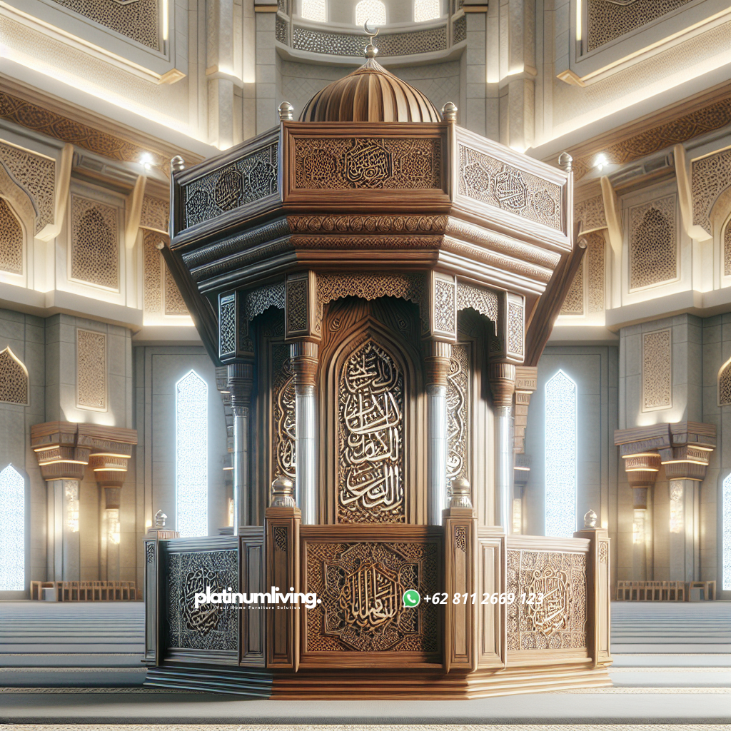 Mimbar Masjid: Fungsi, Bahan, dan Tips Memilih Mimbar yang Tepat 1 Mimbar masjid terbuat dari kayu jati dengan ukiran islami yang indah
