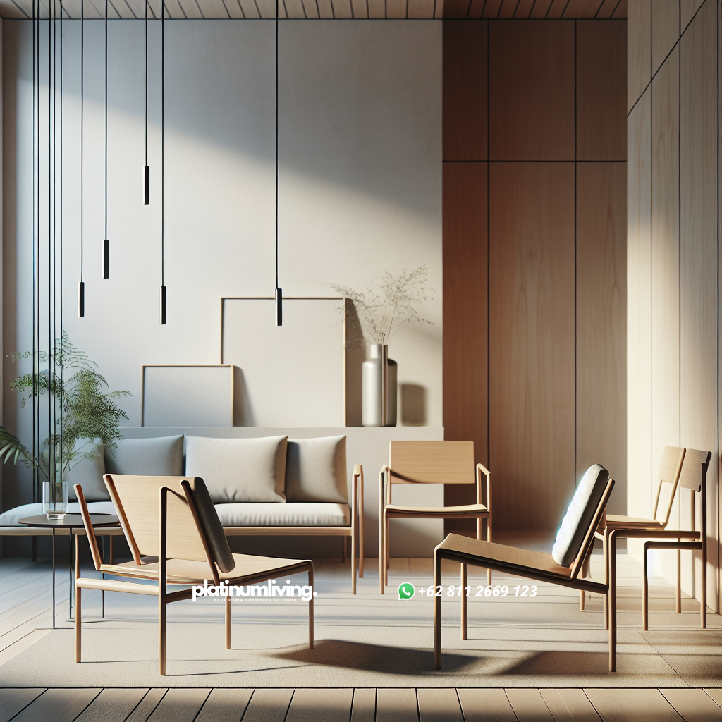 Model Kursi Minimalis: Pilihan Tepat untuk Hunian Modern 1 Minimalist chairs with wood and metal design in modern living room