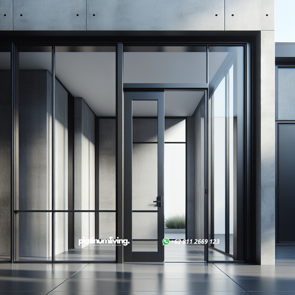 Model Kusen Pintu dan Jendela Minimalis Terbaru yang Elegan dan Fungsional 1 Kusen pintu dan jendela minimalis modern warna hitam dengan kaca besar